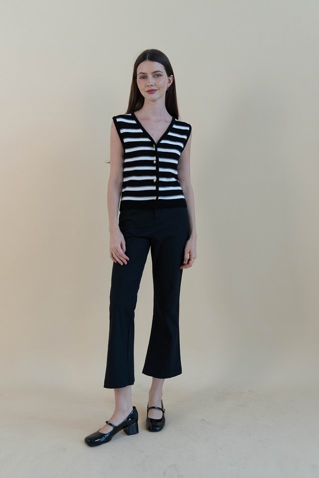 VIOLA KNIT VEST TOP STRIPED BLACK