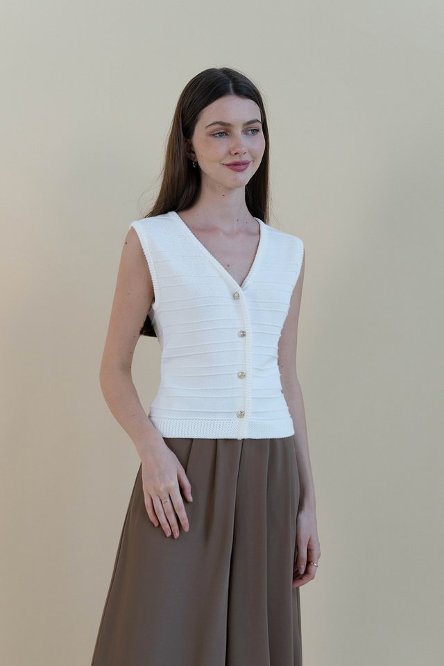 VIOLA KNIT VEST TOP WHITE