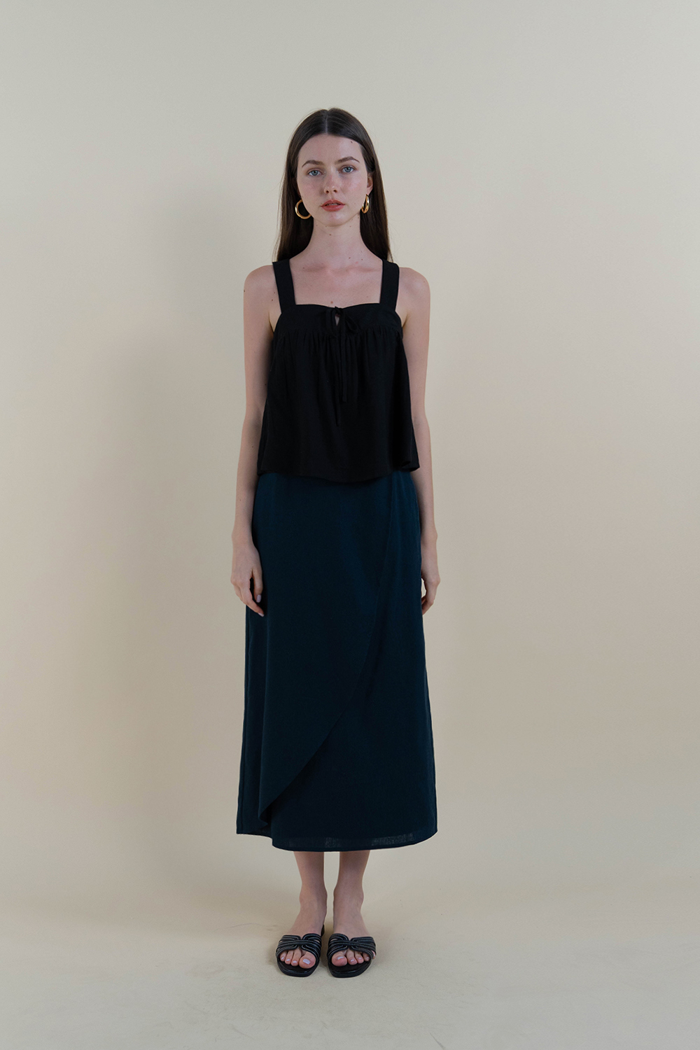 SUZY LINEN WRAP SKIRT TEAL | The Willow Label