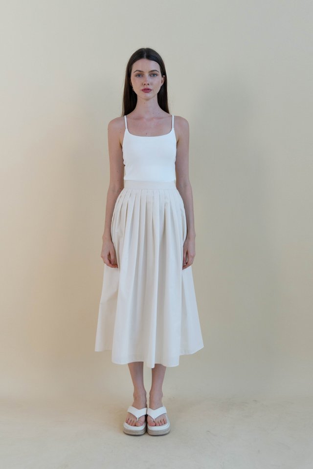 ALANA BOX PLEAT SKIRT EGGSHELL