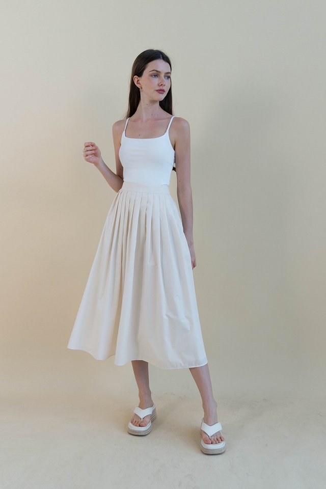ALANA BOX PLEAT SKIRT EGGSHELL