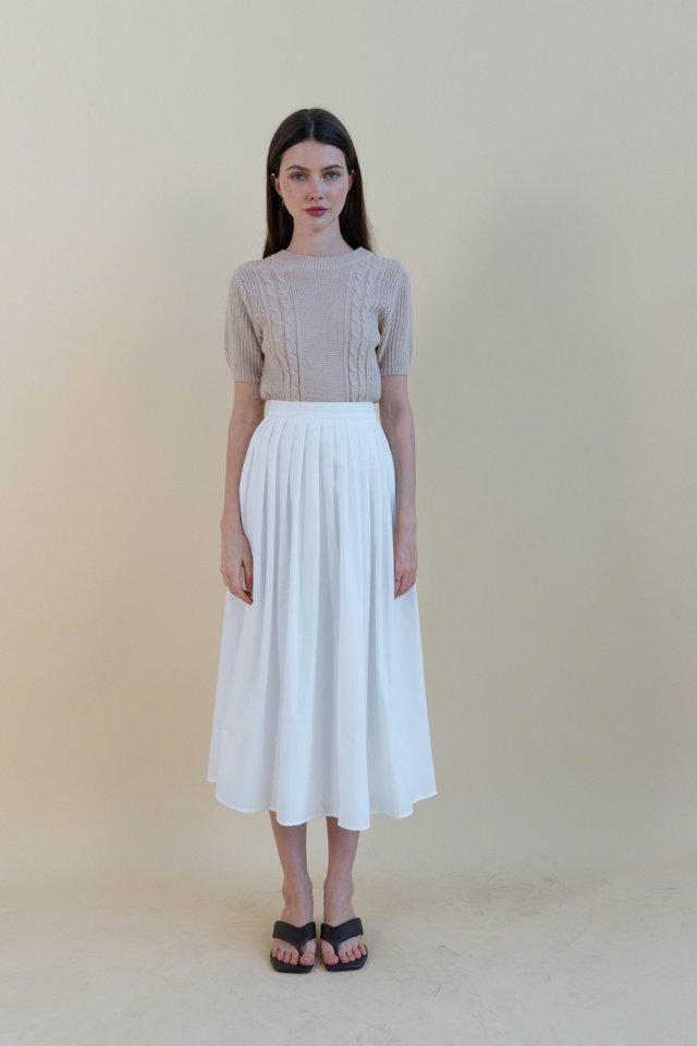 ALANA BOX PLEAT SKIRT WHITE
