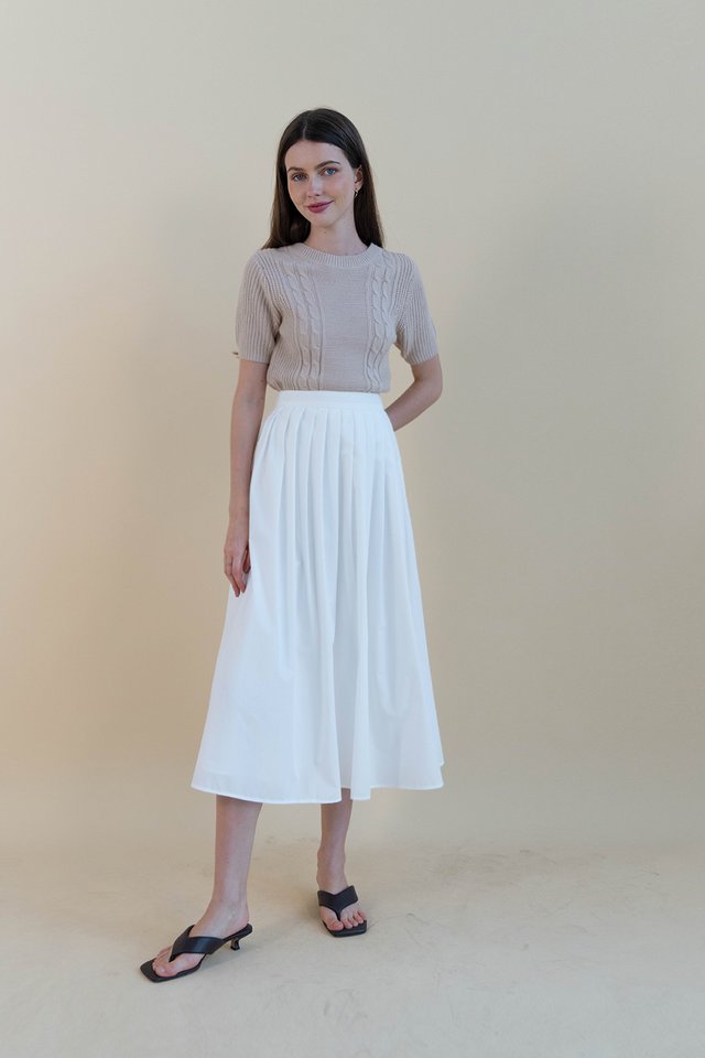 ALANA BOX PLEAT SKIRT WHITE