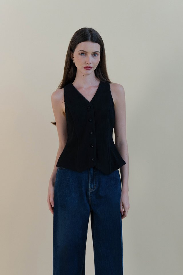BROOKE TEXTURED VEST TOP BLACK