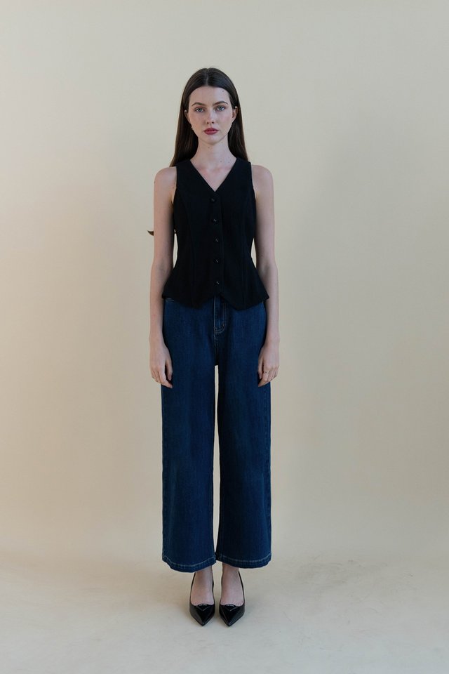 BROOKE TEXTURED VEST TOP BLACK