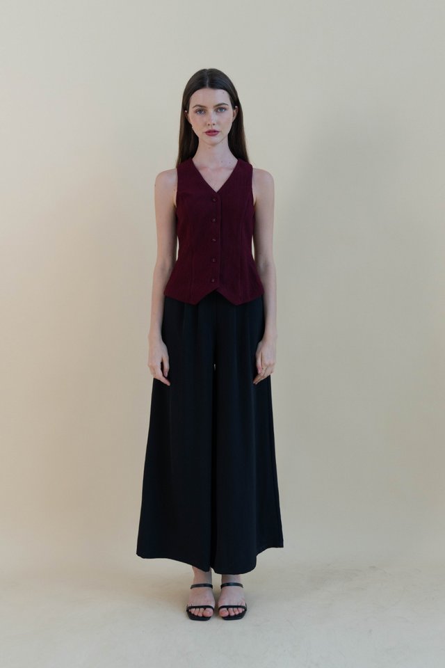 BROOKE TEXTURED VEST TOP BURGUNDY