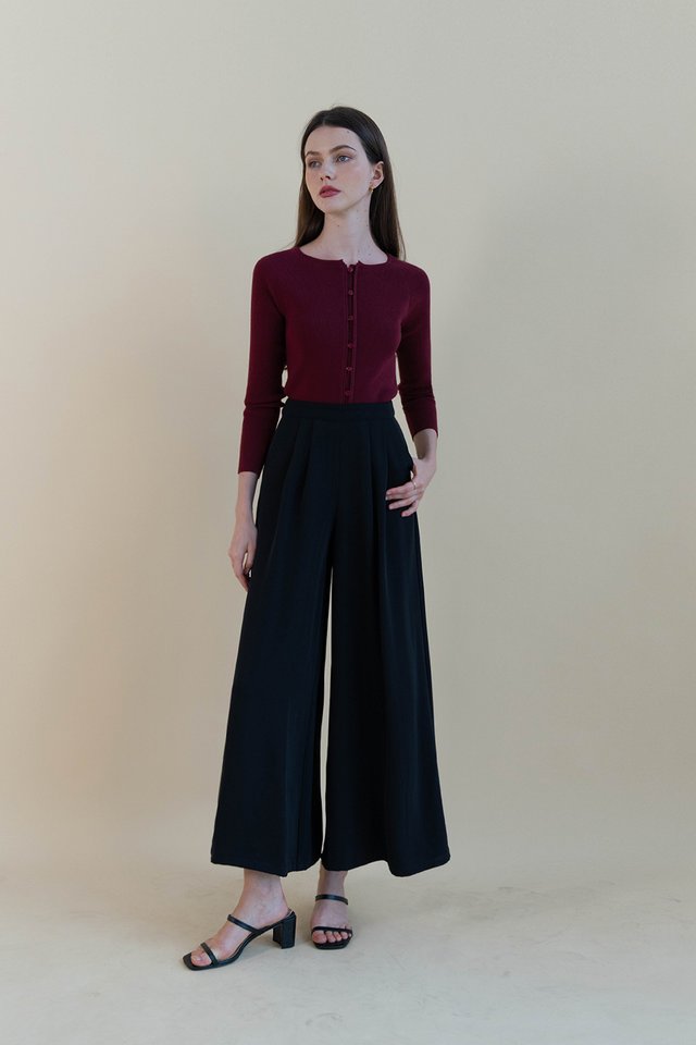 CHERYL WIDE LEG PANTS (PETITE) BLACK