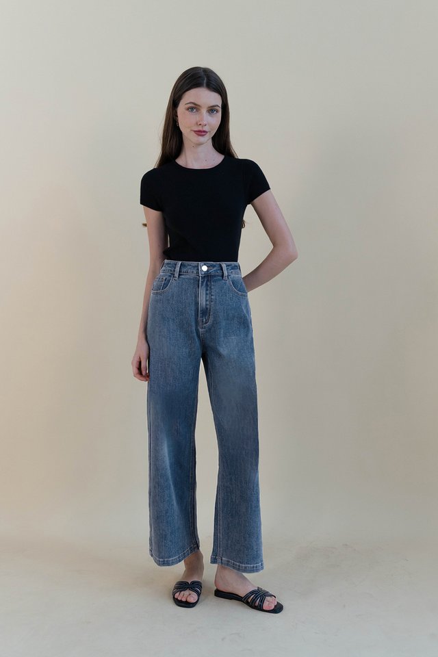 COEN DENIM PALAZZO PANTS MIDWASH