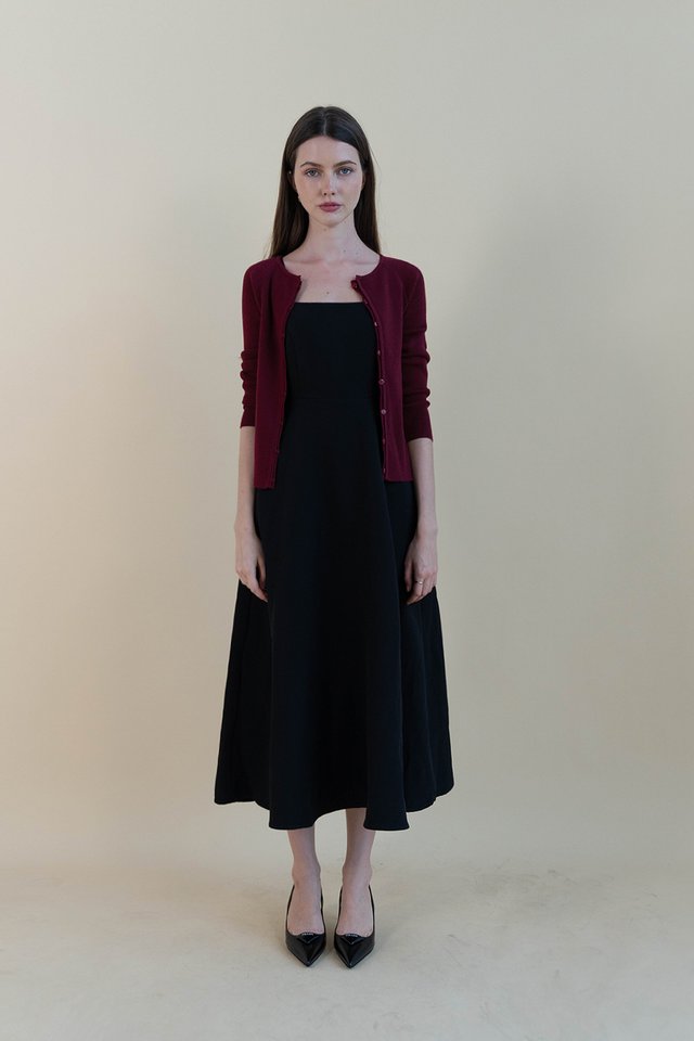 HAZELLE SQUARE NECK WORK DRESS BLACK