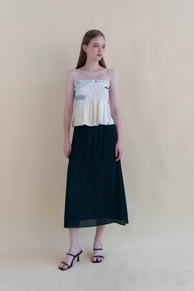 IMELDA PLEATED FLARE SKIRT TEAL