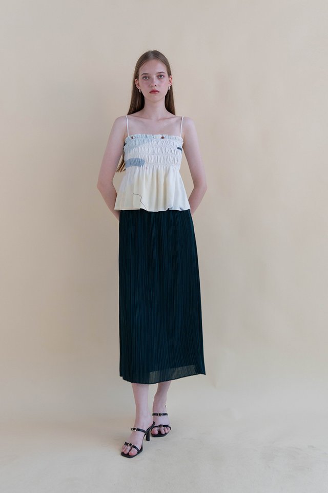 IMELDA PLEATED FLARE SKIRT TEAL