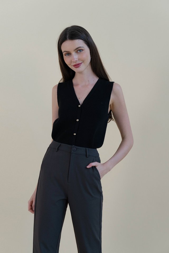 KASSI KNIT BOXY VEST BLACK