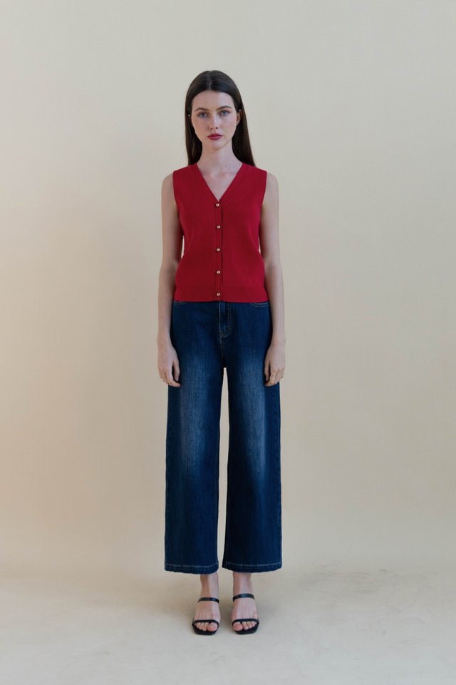 KASSI KNIT BOXY VEST RED