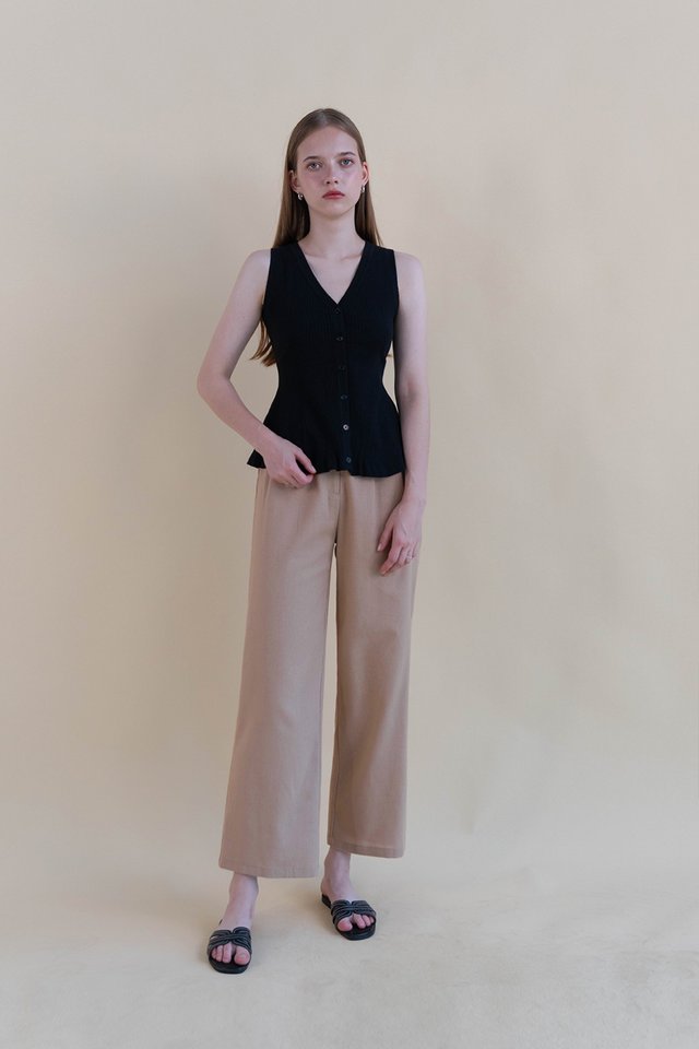 LESLIE LINEN FLARE PANTS (REGULAR) OAT