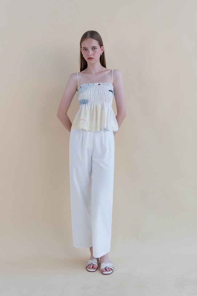 LESLIE LINEN FLARE PANTS (REGULAR) WHITE
