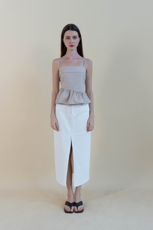 NICOLE FLARE PEPLUM TOP CLAY