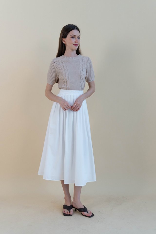 RAQUEL WEAVE KNIT TOP GREIGE
