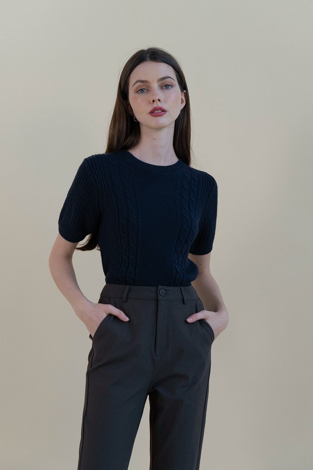 RAQUEL WEAVE KNIT TOP NAVY