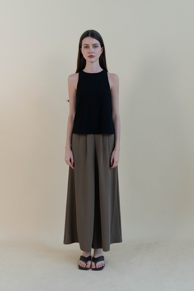 REMI TEXTURED HIGH NECK TOP BLACK