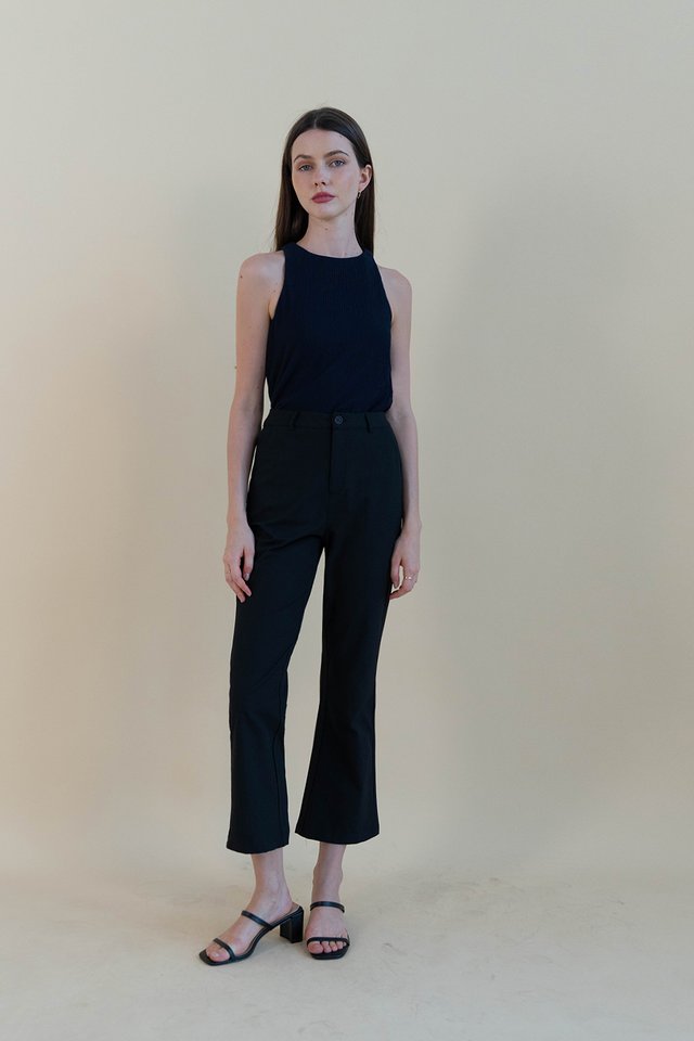 REMI TEXTURED HIGH NECK TOP NAVY