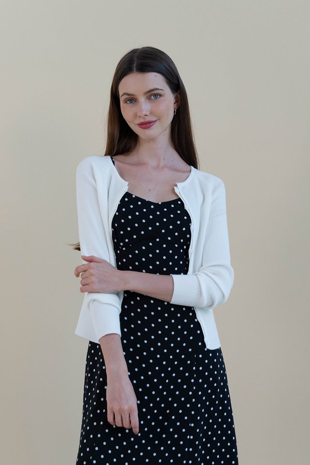 SANNY RIBBED CARDIGAN WHITE