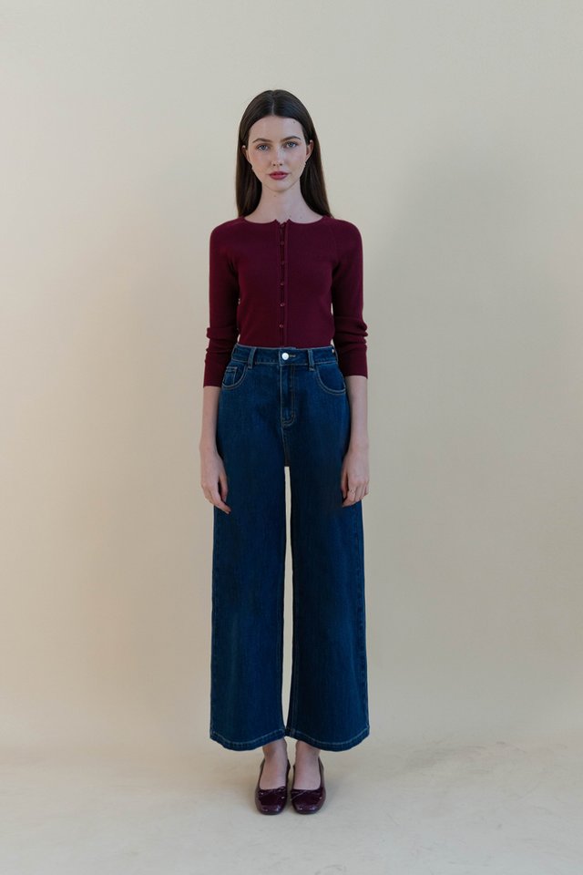 SANNY RIBBED CARDIGAN WINE