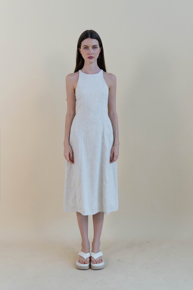 STELLA LINEN DRESS SAND