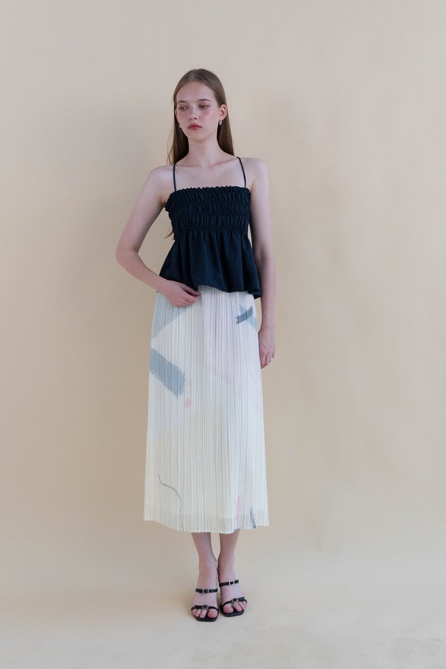 SYLVIE SHIRRED TOP MIDNIGHT