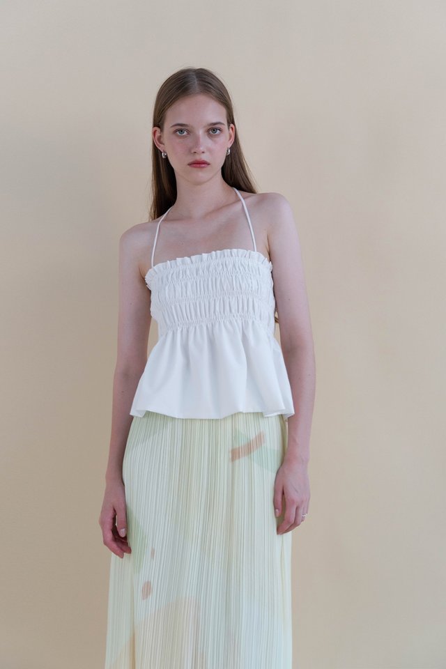 SYLVIE SHIRRED TOP WHITE