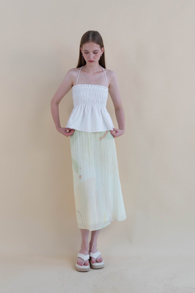 SYLVIE SHIRRED TOP WHITE