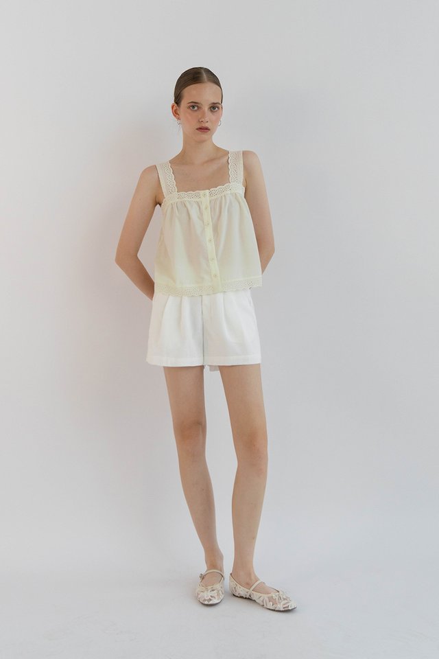 ALTHEA EYELET LOOSE TANK TOP BUTTERMILK