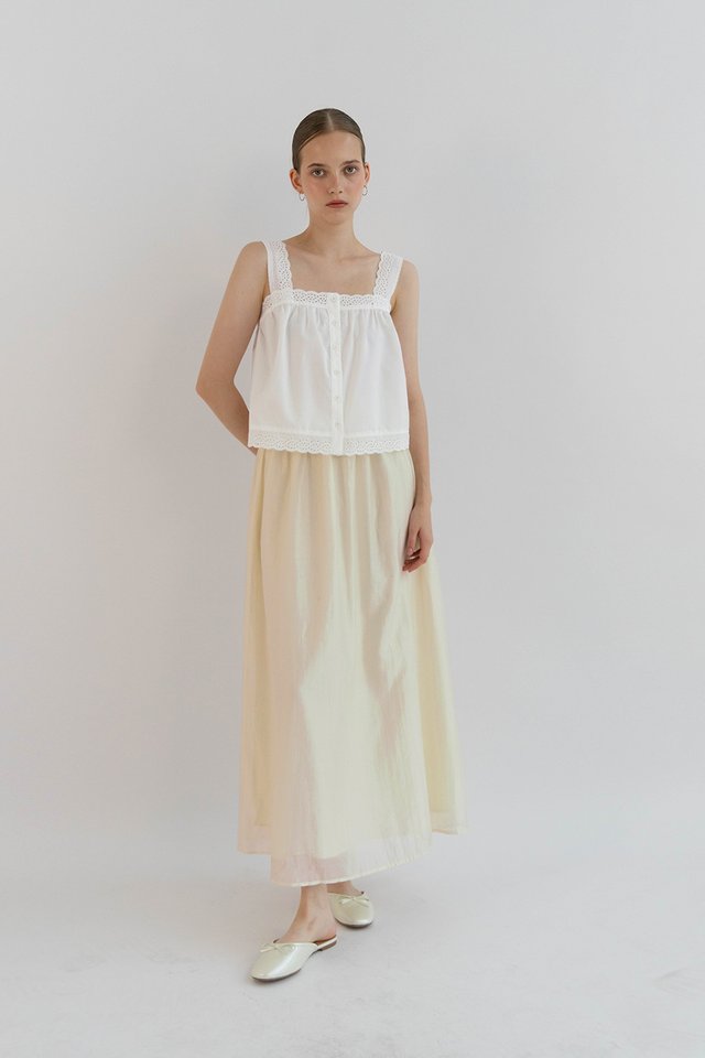 ALTHEA EYELET LOOSE TANK TOP WHITE