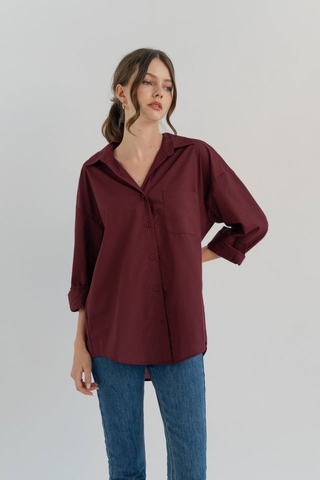 BRIE OVERSIZED SHIRT BURGUNDY
