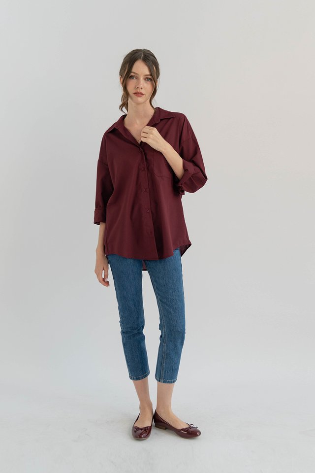 BRIE OVERSIZED SHIRT BURGUNDY