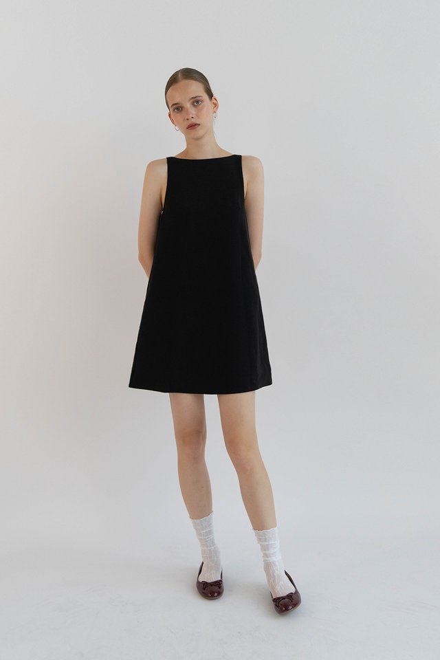 CHLOE BOW BACK DRESS BLACK