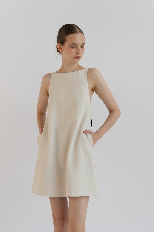 CHLOE BOW BACK DRESS PEARL