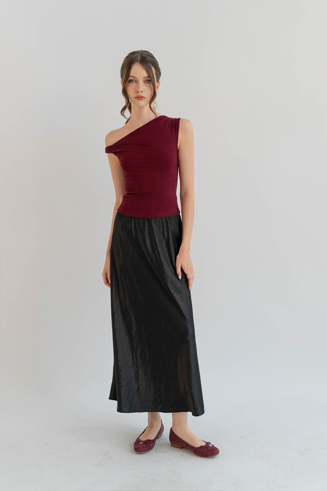 EVE TWIST SHOULDER TOP DEEP RED