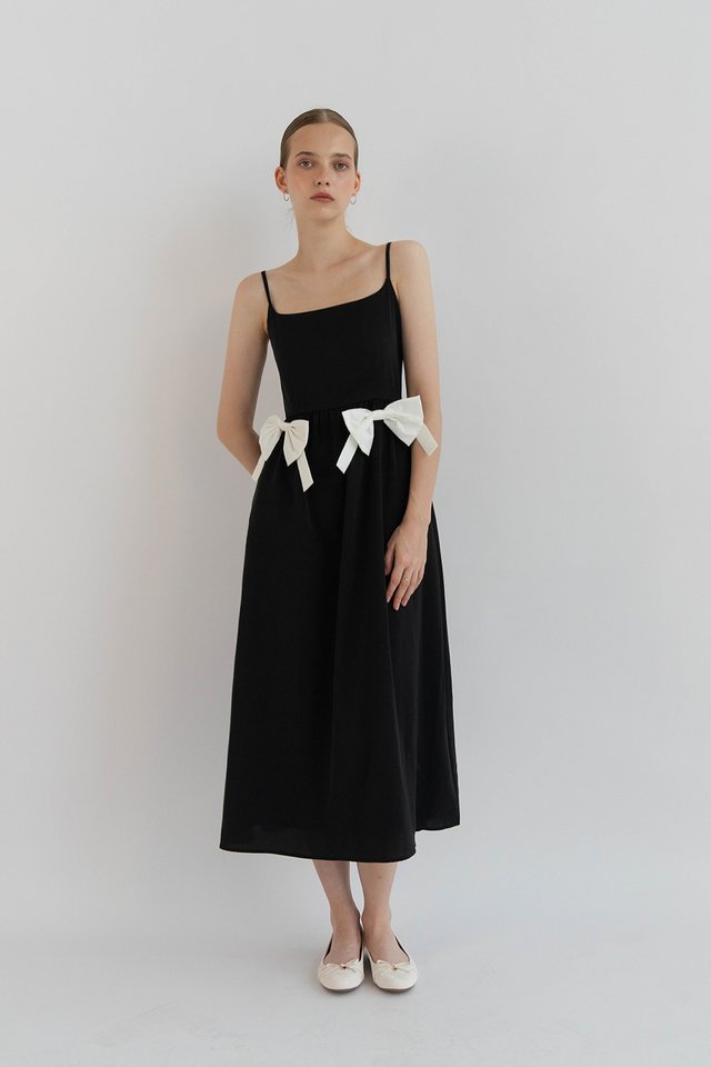 GERMAINE BOW RIBBON DRESS BLACK