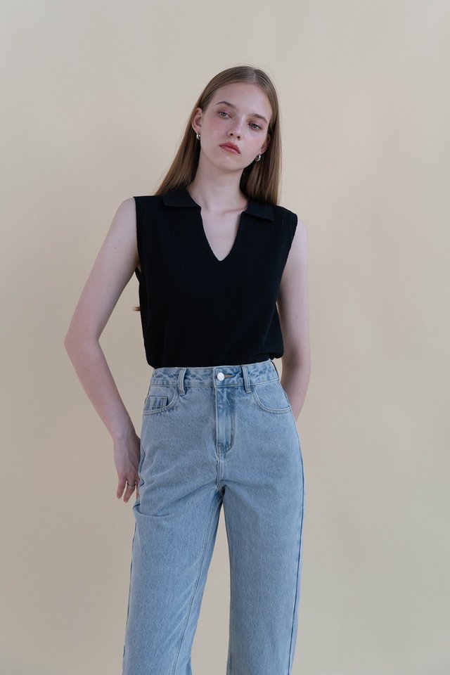 JAYMES POLO KNIT TANK TOP BLACK