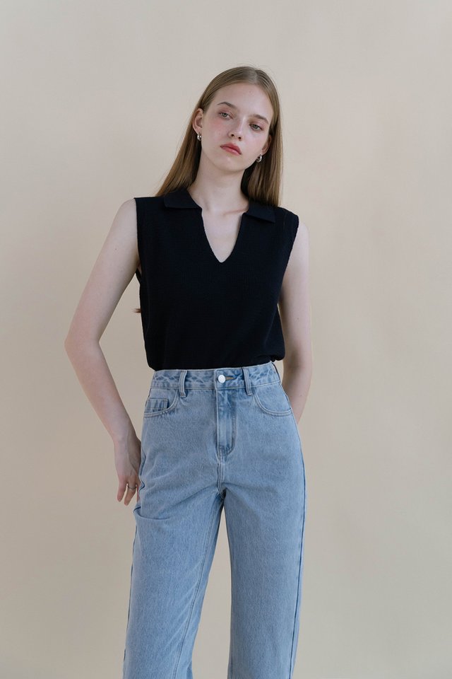 JAYMES POLO KNIT TANK TOP BLACK