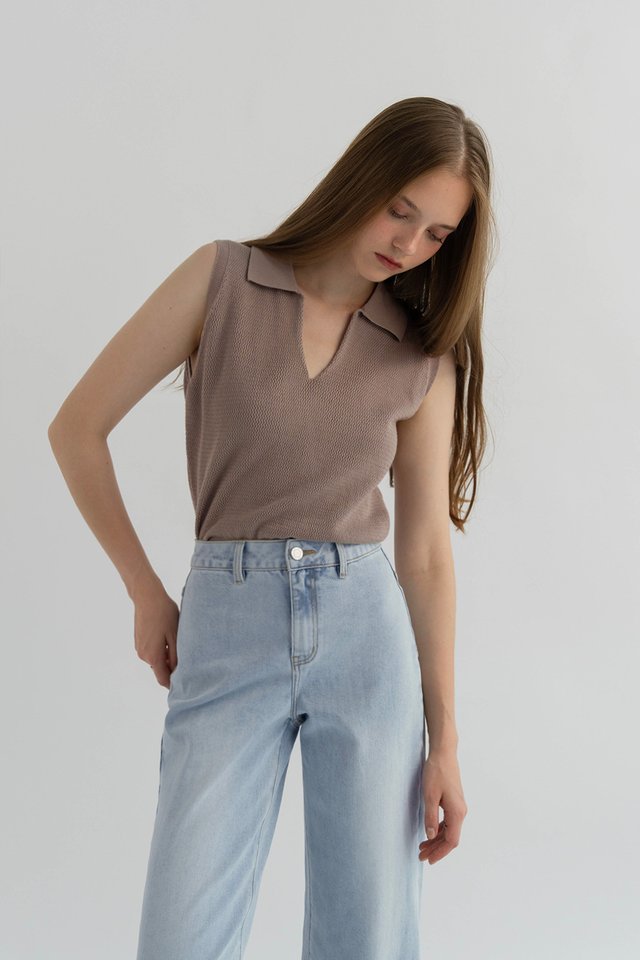 JAYMES POLO KNIT TANK TOP ETOUPE