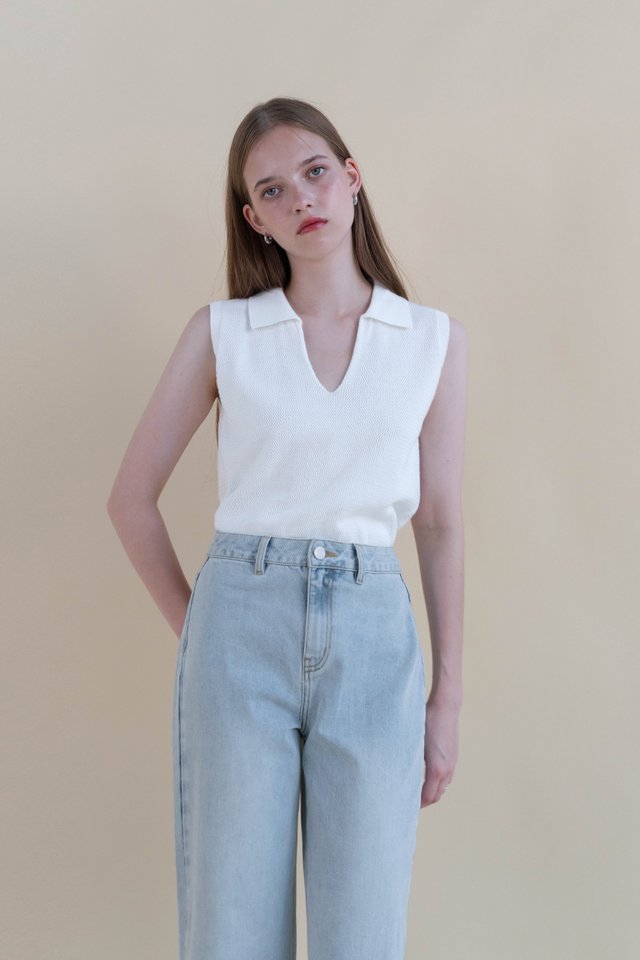 JAYMES POLO KNIT TANK TOP WHITE