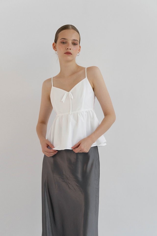 JUDITH RIBBON CAMISOLE TOP WHITE