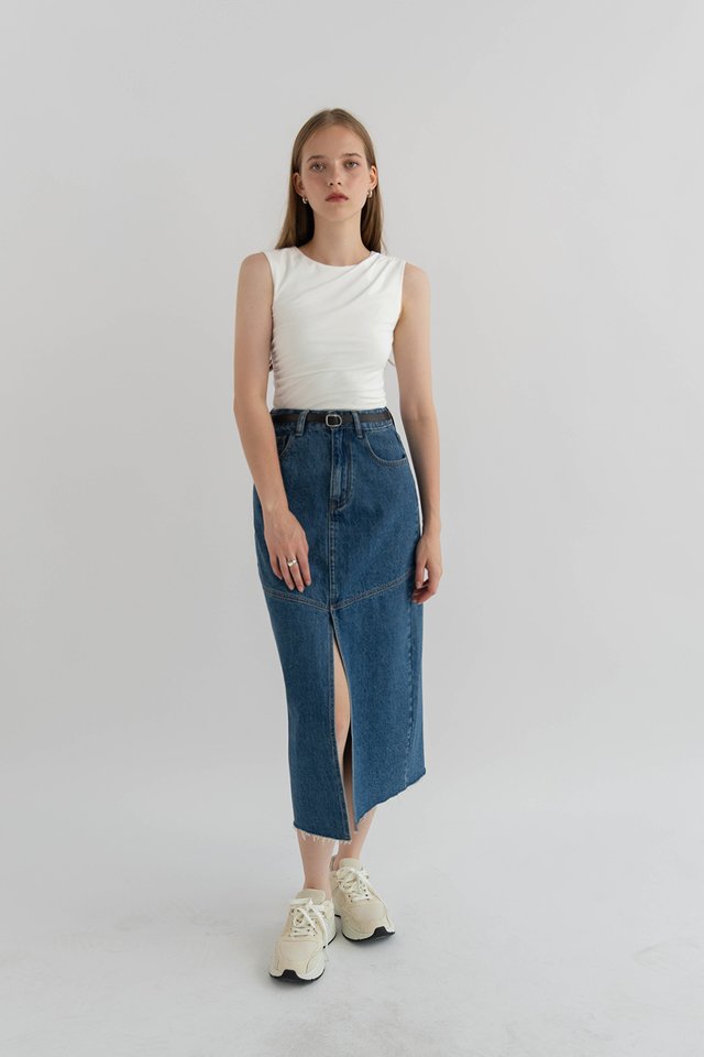 KARLA RUCHED SIDE TOP WHITE