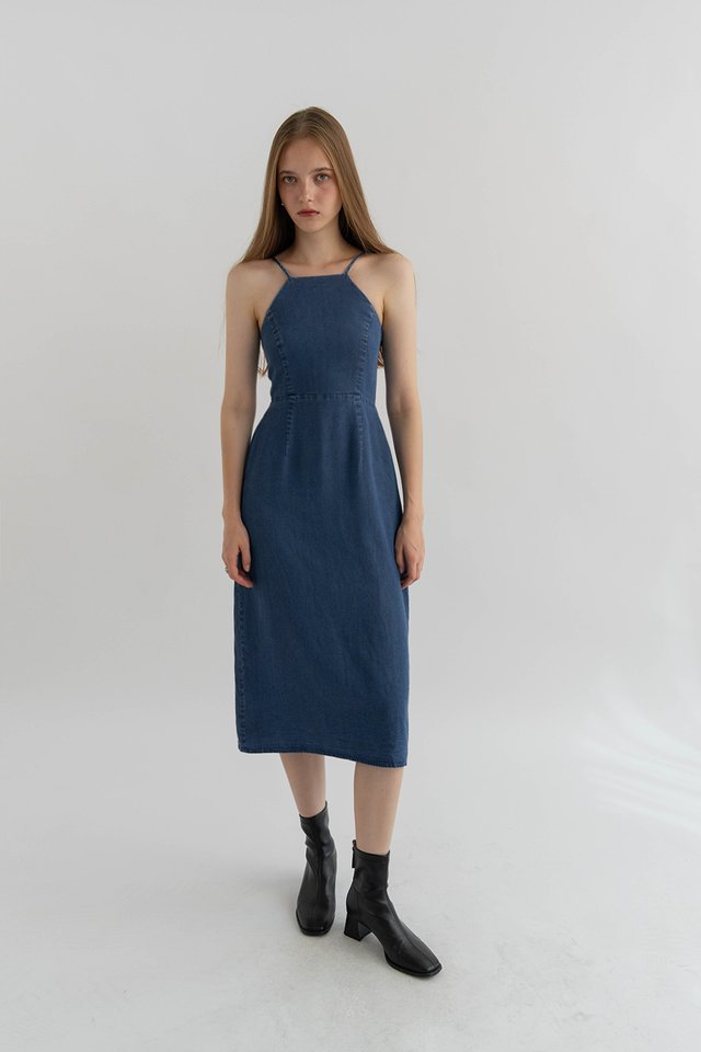 KATRINA CHAMBRAY DRESS DARK BLUE