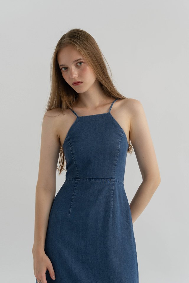 KATRINA CHAMBRAY DRESS DARK BLUE