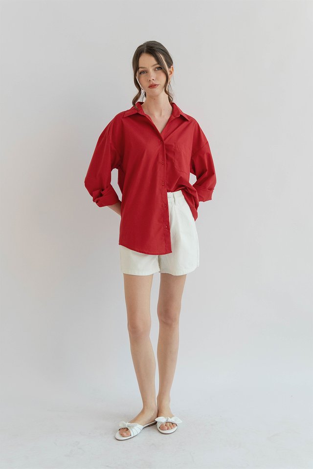 LUKE PLEAT DENIM SHORTS WHITE