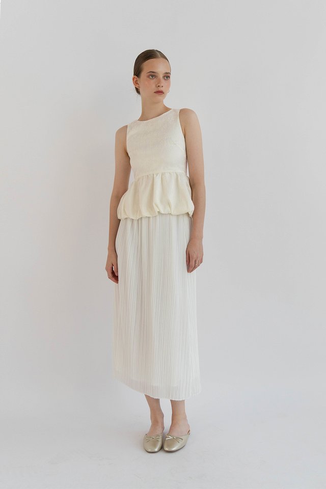 MILA PEPLUM BUBBLE TOP CREAM