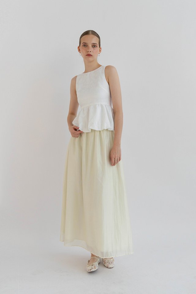 MILA PEPLUM BUBBLE TOP WHITE