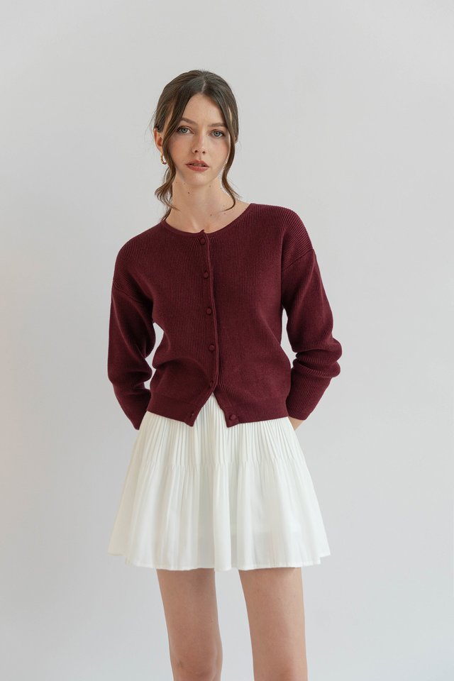 NARI KNIT CARDIGAN BURGUNDY